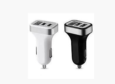 Автомобільний зарядний пристрій 2USB (12 / 24V - 5V 2,4A), LED Display, чорне <ДК>