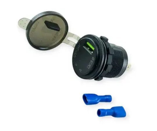 Вольтметр врізний 12-24V (з USB- QC 3,0, з кришкою, з підсвічуванням колір зелений)