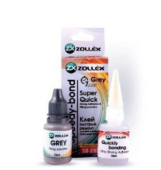Клей універсальний швидкий ремонт сірий SB-295G Zollex 10мл