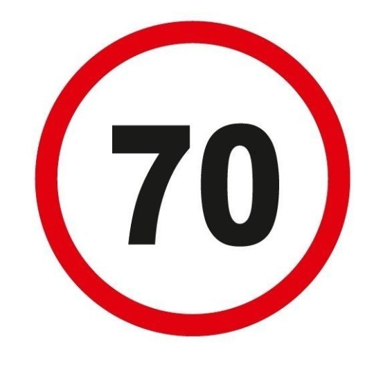 Наліпка обмеження швидкості 70км