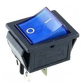 Перемикач клавішний  ON/OFF 4 конт., підсвічування LED (12V), синій