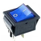 Перемикач клавішний  ON/OFF 4 конт., підсвічування LED (12V), синій