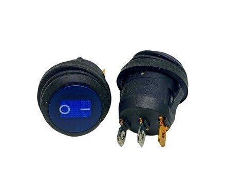 Перемикач клавішний герметичний ON/OFF 3 конт., 2 пол., круглий з підсвічуван., синій