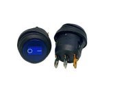 Перемикач клавішний герметичний ON/OFF 3 конт., 2 пол., круглий з підсвічуван., синій