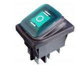 Перемикач клавішний герметичний ON/OFF 6 конт., підсвічування LED (12V), зелений