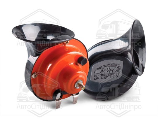 Сигнал звуковий LA 180402 (12В, 2 конт., ракушка, компл. 2 шт., червоно-чорний) LAVITA