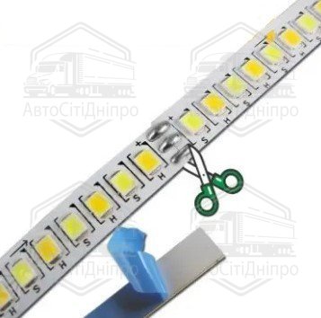 Стрічка діодна 25 см, 24V, біле світло, двухрядна на алюм. підл. 1 шт.