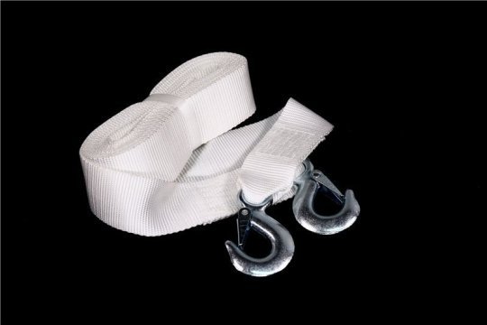 Трос буксирувальний 3т. стрічка 5м. C гак, білий <ДК>