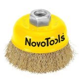 Щітка дротяна на болгарку торцева D=125 мм (латунь, з гайкою) Novo Tools