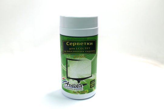 Серветки вологі для моніторів TFT та LCD (покращений матеріал), 100шт., Arnika