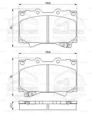 Колодка гальм. диск. TOYOTA LAND CRUISER (_J7_), LAND CRUISER 100 (_J10_) передн. (вир-во Bosch)