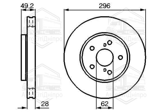 Диск гальмівний TOYOTA CAMRY передн., вент. (вир-во Bosch)