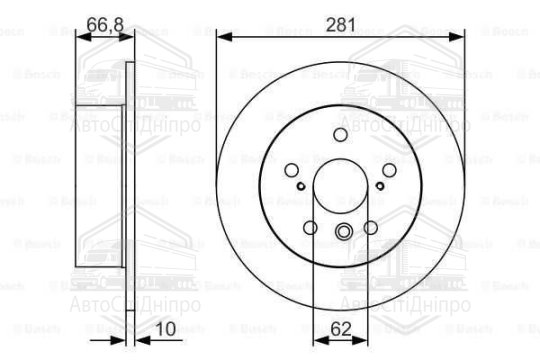 Диск гальмівний TOYOTA CAMRY 2006 - задн. (вир-во Bosch)