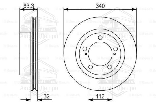 Диск гальмівний TOYOTA LAND CRUISER 4.5D V8 4.7 V8 передн. (вир-во Bosch)