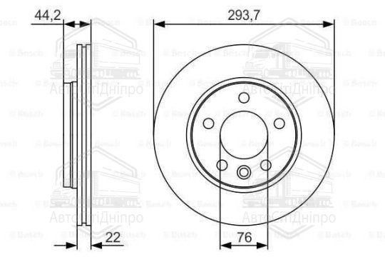 Диск гальмівний VW T5 задн. (вир-во Bosch)