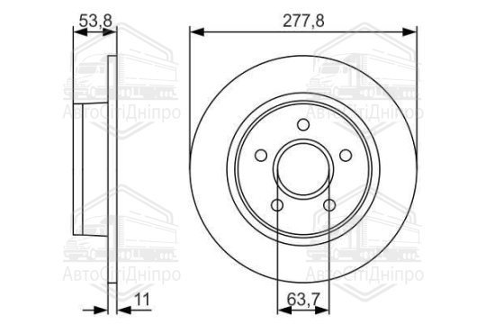Диск гальмівний FORD TRANSIT задн. (вир-во Bosch)