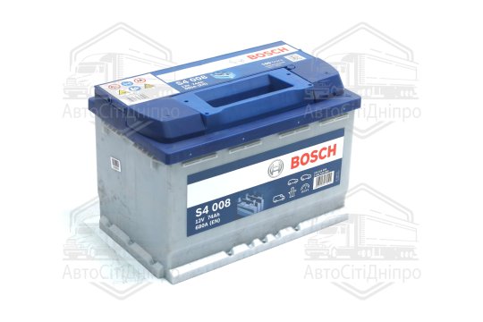 Акумулятор 74Ah-12v BOSCH (S4008) (278x175x190),R,EN680