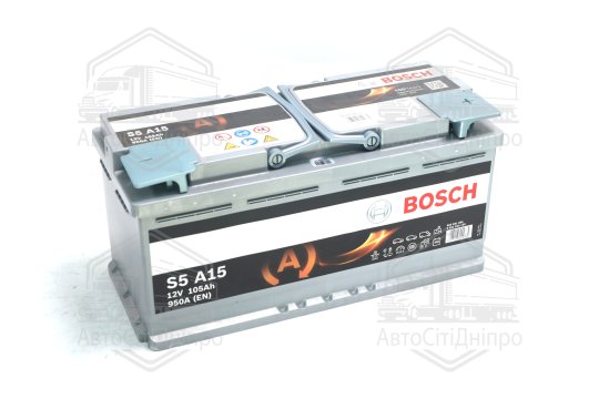 Акумулятор 105Ah-12v BOSCH AGM (S5A15) (394х175х190), R, EN 950