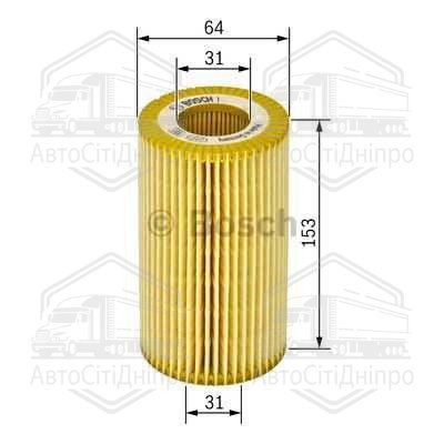 Фільтр масляний двигуна BMW 3 (E46, E90) 5 (E60) 2.5D, 3.0D (вир-во Bosch)