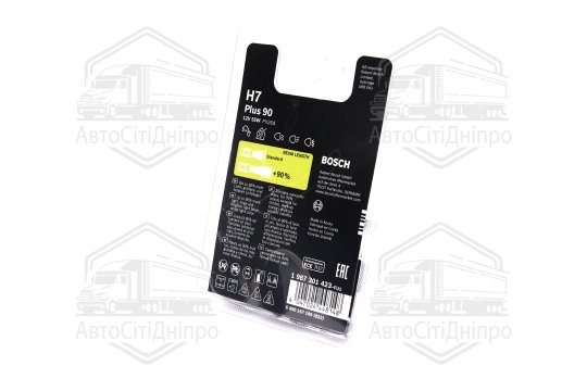 Лампа розжарювання H7 12V 55W PX26d plus 90 (компл.) (вир-во Bosch)