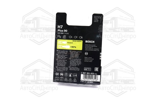 Лампа розжарювання H7 12V 55W PX26d plus 90 (компл.) (вир-во Bosch)