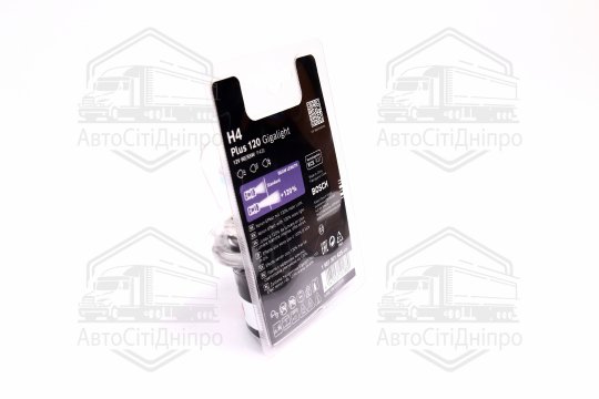 Лампа розжарювання H4 12V 60/55W P43t Plus 120 Gigalight (компл) (вир-во Bosch)