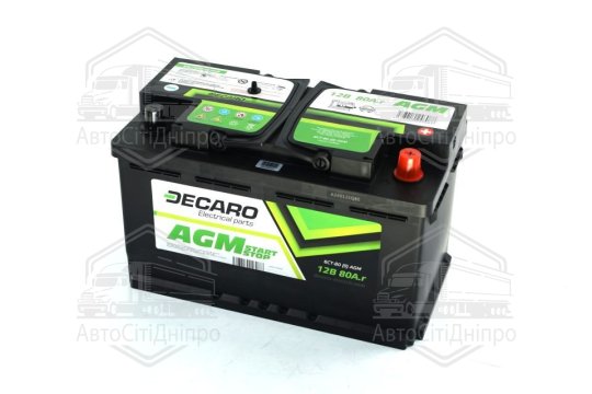 Акумулятор 80Ah-12v DECARO AGM Start-Stop (315x175x190),R,EN800