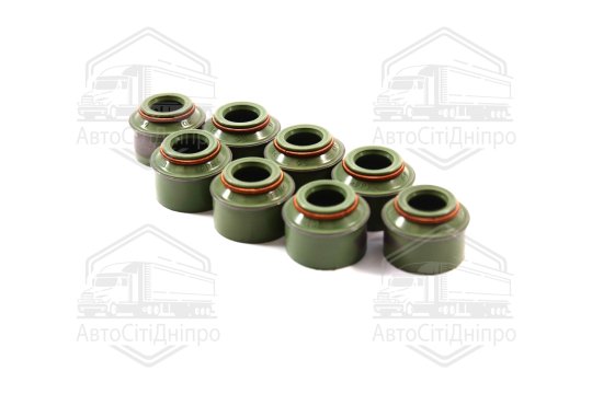 Сальник клапана ГАЗЕЛЬ, ГАЗ, УАЗ (ФТОРКАУЧУК зелений, 8 штук, двигуни 402,511,523) (DETALKA)