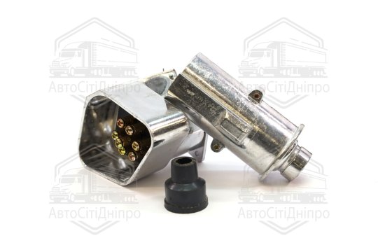 Вилка-розетка МАЗ, КАМАЗ, Сільгосптехніка, Вантажні Іномарки (24В, алюміній) (DETALKA)