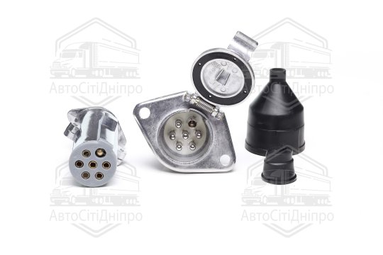 Вилка-розетка ЄВРО КАМАЗ, МАЗ, Сільгосптехніка,Вантажні Іномарки (24В, алюміній) (DETALKA)