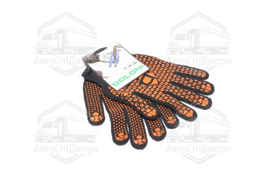 Рукавички із ПВХ малюнком 2х. сторін.чорний/оранжевий70/30 7 клас розмір 10 (DOLONI)
