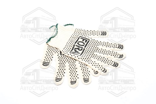 Рукавички FORA з ПВХ-рисунком білий/чорний 70/30 7 клас розмір 10 (DOLONI)