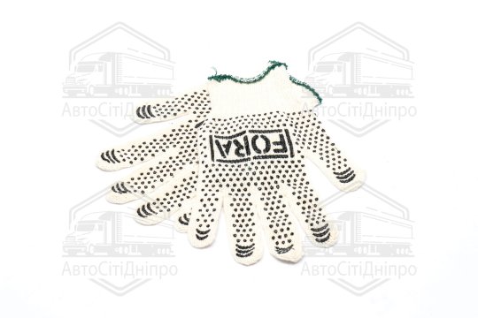 Рукавички FORA з ПВХ-рисунком білий/чорний 70/30 7 клас розмір 10 (DOLONI)