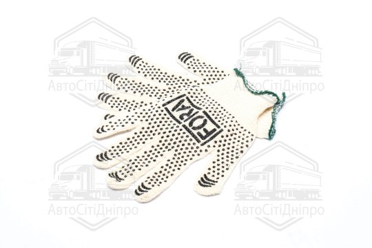 Рукавички FORA з ПВХ-рисунком білий/чорний 70/30 7 клас розмір 10 (DOLONI)