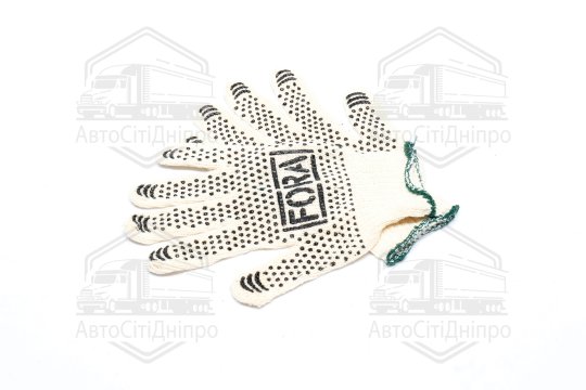 Рукавички FORA з ПВХ-рисунком білий/чорний 70/30 7 клас розмір 10 (DOLONI)