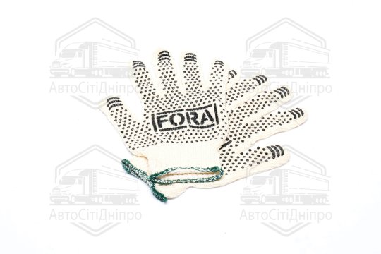 Рукавички FORA з ПВХ-рисунком білий/чорний 70/30 7 клас розмір 10 (DOLONI)