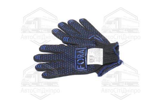 Рукавички FORA з ПВХ-рисунком чорний/синій/зелений 70/30 10 клас розмір 10 (DOLONI)