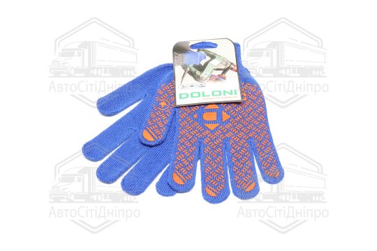 Рукавички з ПВХ-рисунком синій/оранжевий 50/50 10 клас розмір 11 (DOLONI)