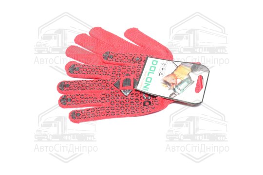 Рукавички з ПВХ-рисунком червоний/чорний70/30 10 клас розмір 11 (DOLONI)