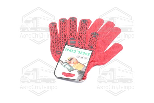 Рукавички з ПВХ-рисунком червоний/чорний70/30 10 клас розмір 11 (DOLONI)
