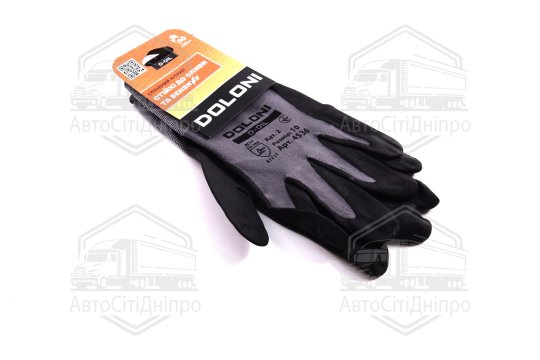 Рукавички трикотажні поліестер/спандекс, 15 клас,облив спіненим нітрилом, розм. 10 (DOLONI)