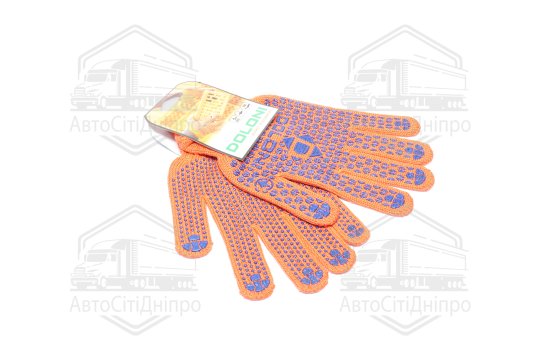 Рукавички із ПВХ-рисунком 2х. сторон.помаранчевий/синій40/60 7 клас розмір 10 (DOLONI)