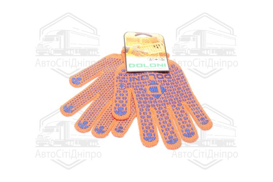 Рукавички із ПВХ-рисунком 2х. сторон.помаранчевий/синій40/60 7 клас розмір 10 (DOLONI)