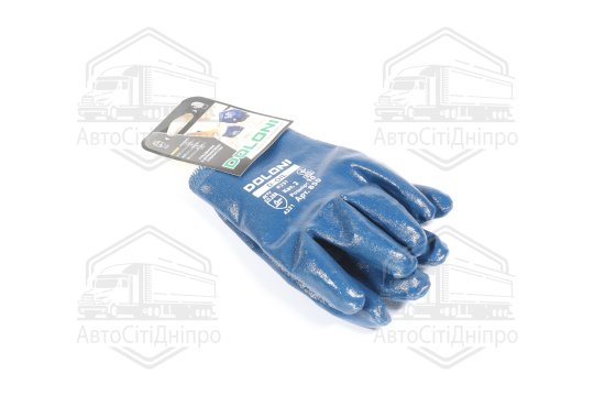 Рукавички трикотаж, бавовна / інтерлок, в'язаний манжет, нітрил, синій розмір 10 (DOLONI)