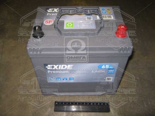 Акумулятор 65Ah-12v Exide PREMIUM (230х173х222), R, EN580, Азія (тип кріплення Korean B1)