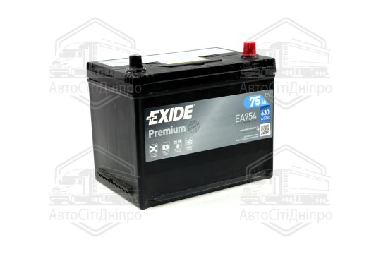 Акумулятор 75Ah-12v Exide PREMIUM (270х173х222), R, EN630 Азія