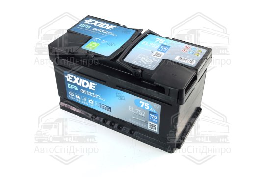 Акумулятор 75Ah-12v Exide EFB (315х175х175),R,EN730