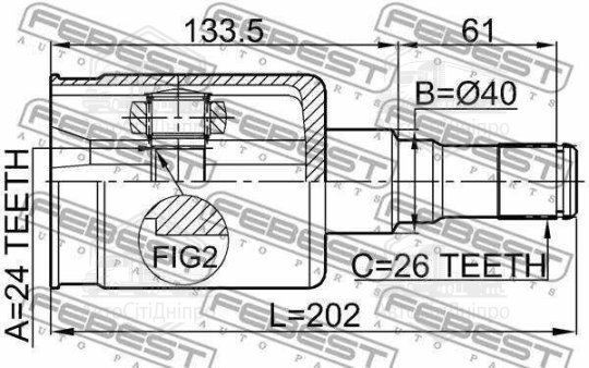 ШРКШ внутрішній SSANGYONG KYRON, REXTON / REXTON II (GAB_) (вир-во FEBEST)