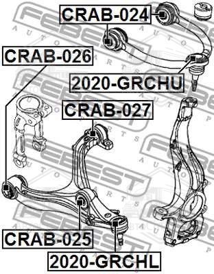 Сайлентблок важеля JEEP GRAND CEROKEE III-IV 04 перед. міст верх (Вир-во FEBEST)