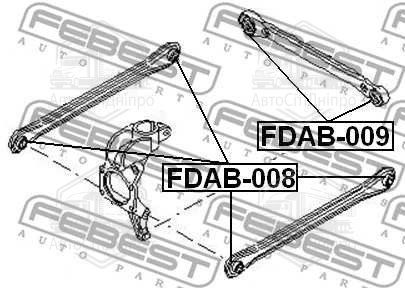 Сайлентблок важеля FORD FOCUS II, KUGA, MONDEO III 00- задн. міст низ (Вир-во FEBEST)